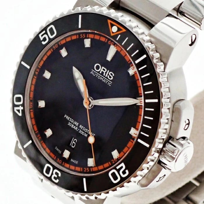 ORIS WATCH AQIS DATE AUTOMATIC BLACK DIAL WATCH - 2