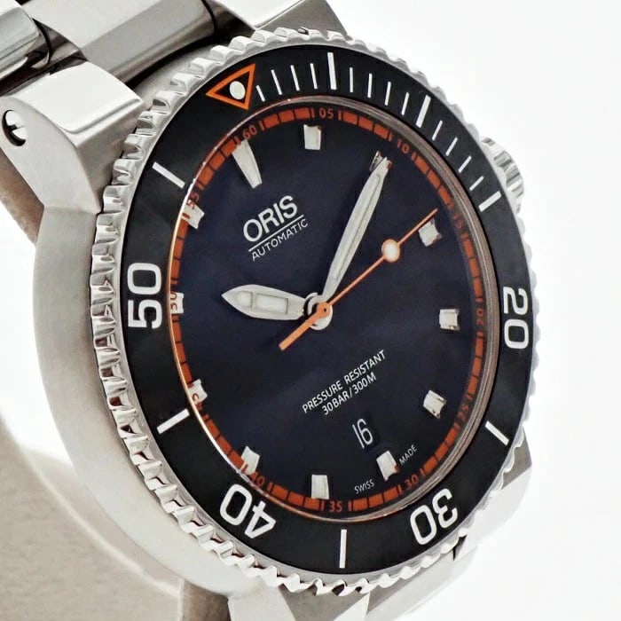ORIS WATCH AQIS DATE AUTOMATIC BLACK DIAL WATCH - 3