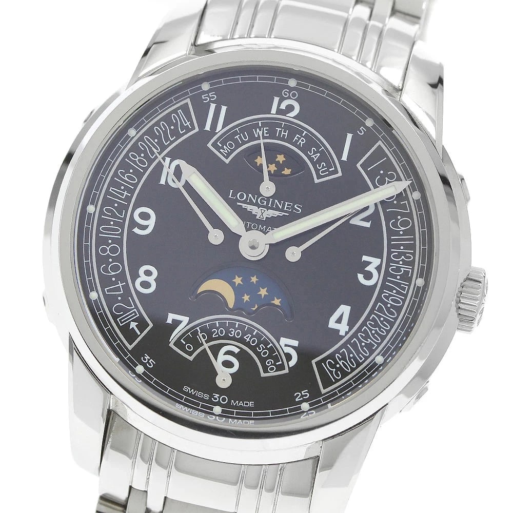 LONGINES WATCH SAINT-IMIER RETROGRADE MOONPHASE WATCH: Longines Watch Saint-Imier Retrograde Moonphase Watch Brand: LONGINES Type/Style: Wristwatch Material: SS Color: BLACK Size: Case size: 44mm Wrist size: Approx. 19cm Accessories: None Acce