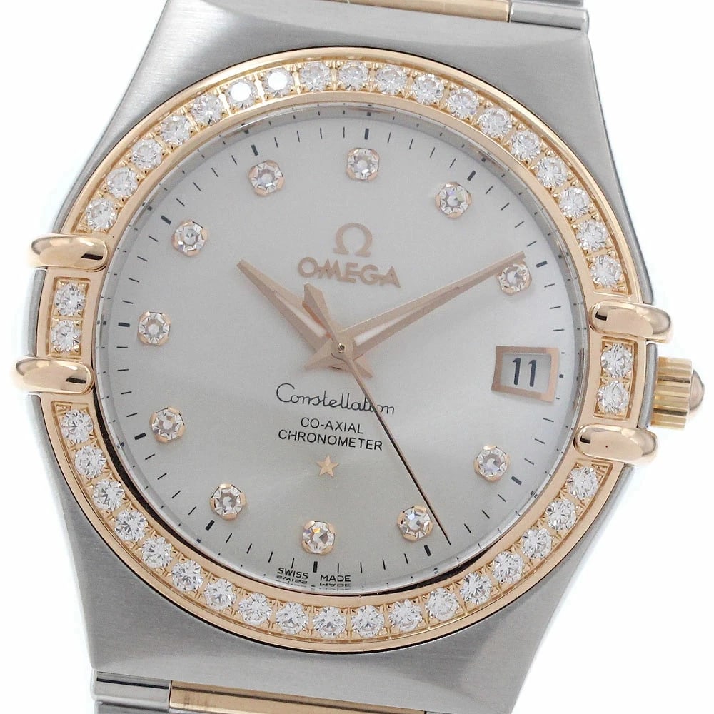 OMEGA WATCH CONSTELLATION 160TH ANNIVERSARY DIAMOND BEZEL WATCH: Omega Watch Constellation 160Th Anniversary Diamond Bezel Watch Brand: OMEGA Type/Style: Wristwatch Material: Stainless Steel/Rose Gold Color: none Size: Case size: 35mm Wrist size: Approx. 17.5cm