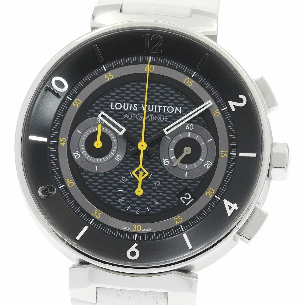 LOUIS VUITTON WATCH TAMBOUR MOON CHRONOGRAPH WATCH: Louis Vuitton Watch Tambour Moon Chronograph Watch Brand: LOUIS VUITTON Type/Style: Wristwatch Material: SS Color: BLACK Size: Case size: 44mm Wrist size: Approx. 18cm Accessories: None Ac