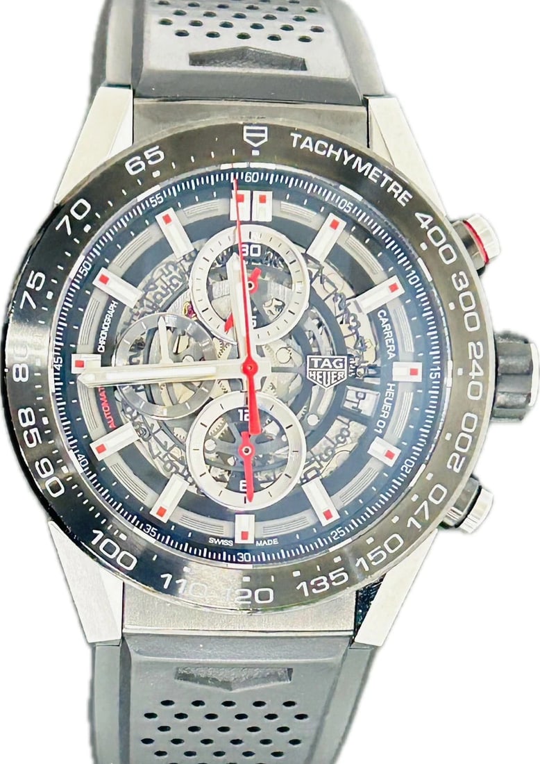 TAG HEUER WATCH CARRERA HEUER AUTOMATIC CHRONOGRAPH WATCH: Tag Heuer Watch Carrera Heuer Automatic Chronograph Watch Brand: TAG HEUER Type/Style: Wristwatch Material: SS Color: none Size: Case size: 45mm Wrist size: Approx. 21cm Accessories: None