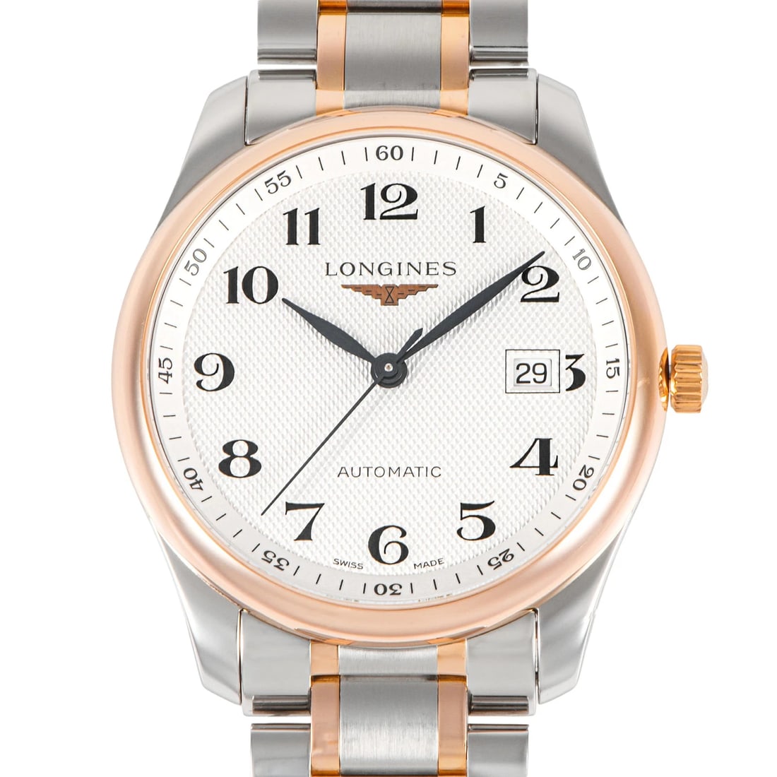 LONGINES WATCH MASTER COLLECTION AUTOMATIC WATCH: Longines Watch Master Collection Automatic Watch Brand: LONGINES Type/Style: Wristwatch Material: Stainless Steel/Pink Gold Color: none Size: Case size: 40mm Wrist size: Approx. 19.5cm Accessories