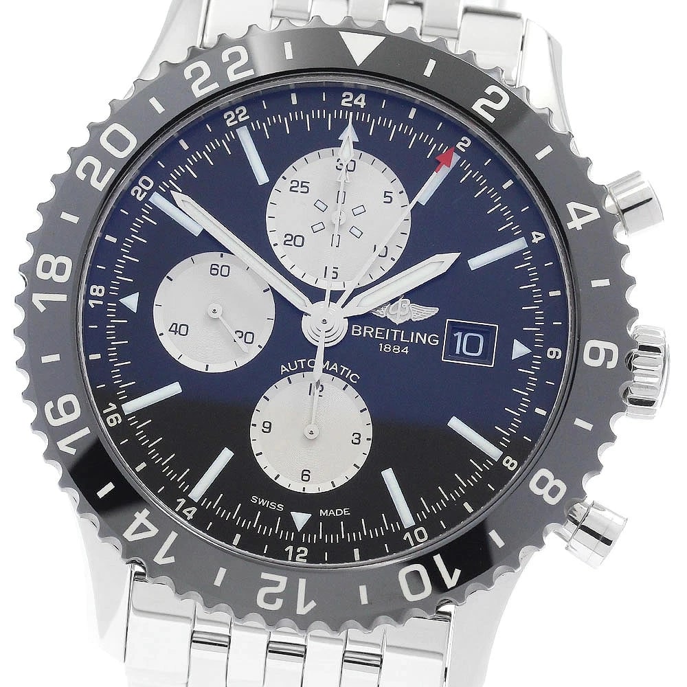 BREITLING WATCH CHRONOLINER DATE GMT AUTOMATIC WATCH: Breitling Watch Chronoliner Date Gmt Automatic Watch Brand: BREITLING Type/Style: Wristwatch Material: SS Color: BLACK Size: Case size: 46mm Wrist size: Approx. 20cm Accessories: None Acce