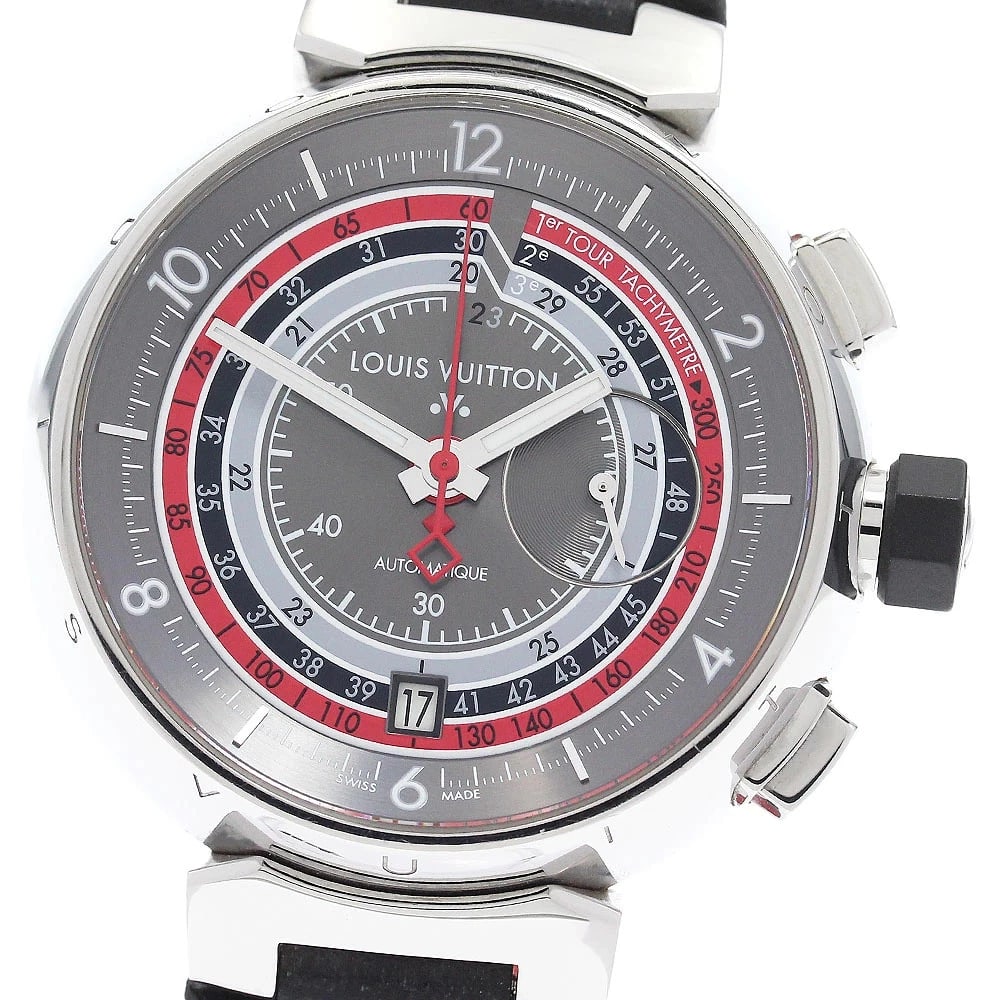 LOUIS VUITTON WATCH TAMBOUR VOYAGE CHRONOGRAPH WATCH: Louis Vuitton Watch Tambour Voyage Chronograph Watch Brand: LOUIS VUITTON Type/Style: Wristwatch Material: SS Color: none Size: Case size: 44mm Wrist size: Approx. 20cm Accessories: None A