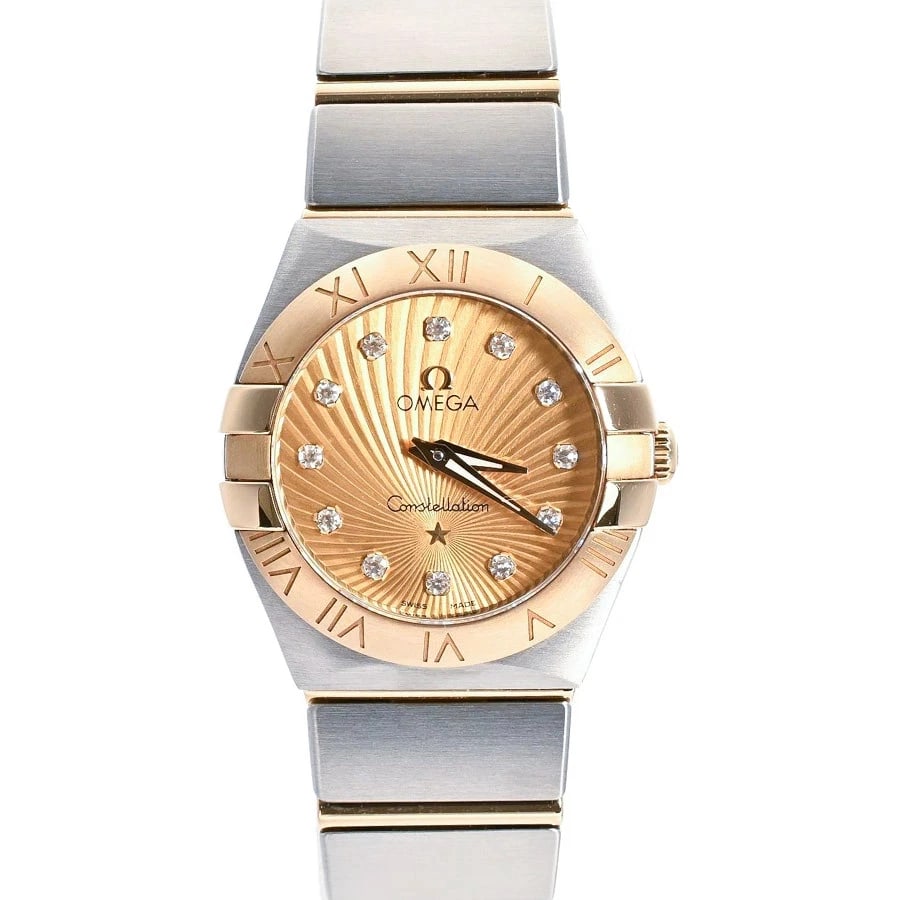 OMEGA WATCH CONSTELLATION QUARTZ YELLOW SUNBEAM DIAL WATCH: Omega Watch Constellation Quartz Yellow Sunbeam Dial Watch Brand: OMEGA Type/Style: Wristwatch Material: Stainless steel/Yellow gold Color: YELLOW SUNBEAM DIAL Size: Case size: 24mm Wrist size: