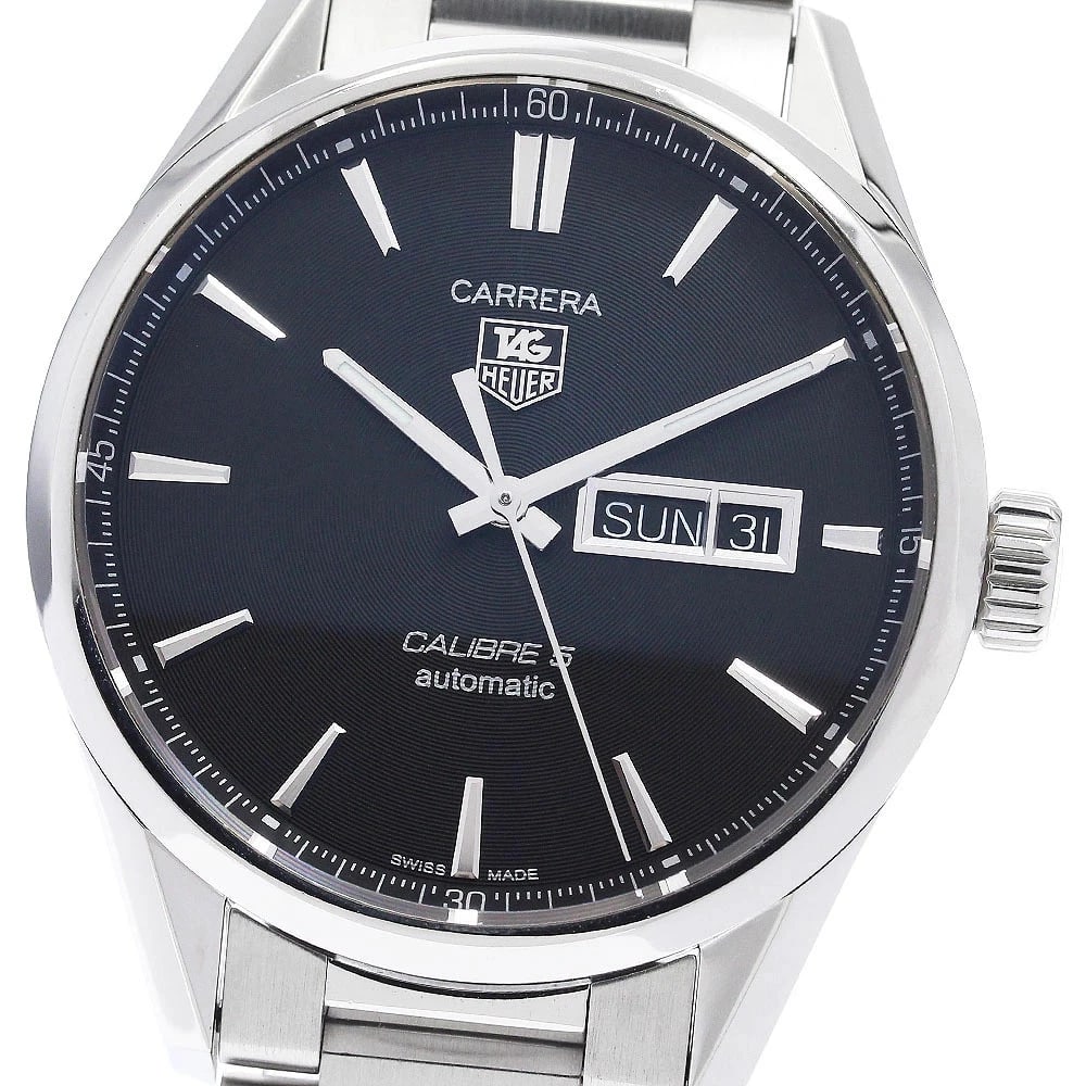 TAG HEUER WATCH CARRERA CALIBER 5 DAY-DATE AUTOMATIC BLACK DIAL WATCH: Tag Heuer Watch Carrera Caliber 5 Day-Date Automatic Black Dial Watch Brand: TAG HEUER Type/Style: Wristwatch Material: SS Color: BLACK DIAL Size: Case size: 41mm Wrist size: Approx. 18.5cm