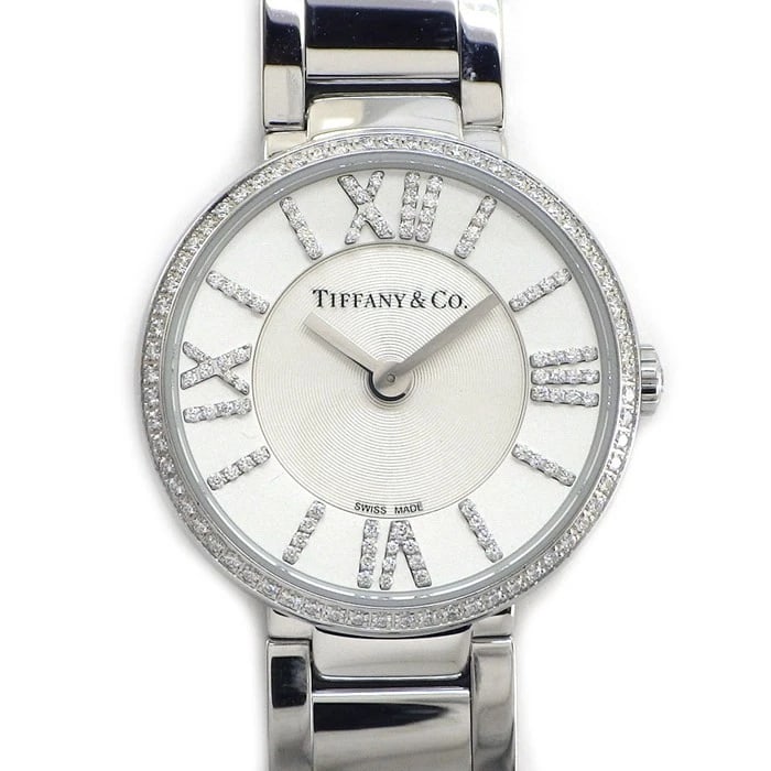 TIFFANY&CO. WATCH ATLAS 2-HAND DIAMOND BEZEL/INDEX WATCH: Tiffany&Co. Watch Atlas 2-Hand Diamond Bezel/Index Watch Brand: TIFFANY&CO. Type/Style: Wristwatch Material: SS Color: SILVER DIAL Size: Case size: 24mm Wrist size: Approx. 18.7cm Accessories: Non
