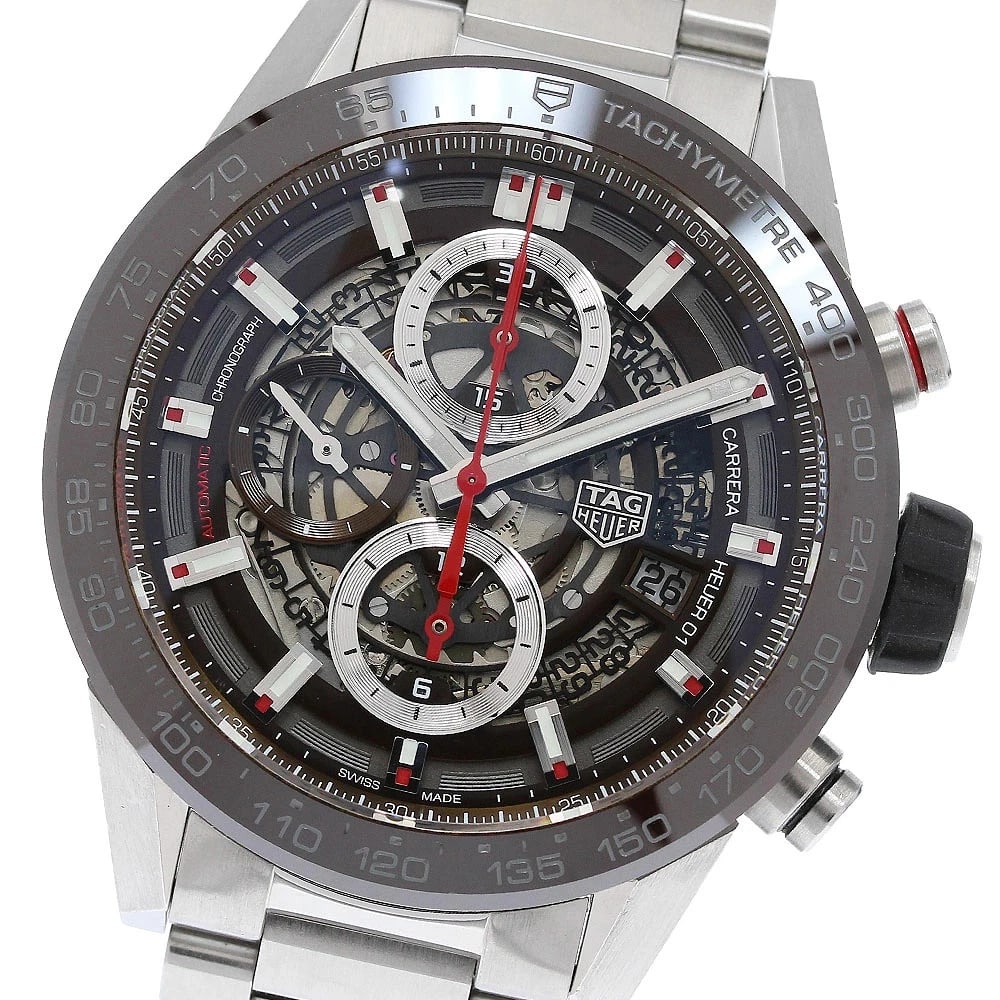 TAG HEUER WATCH CARRERA HEUER WATCH: Tag Heuer Watch Carrera Heuer Watch Brand: TAG HEUER Type/Style: Wristwatch Material: Stainless Steel/Ceramic Color: none Size: Case size: 44mm Wrist size: Approx. 18.5cm Accessories: None