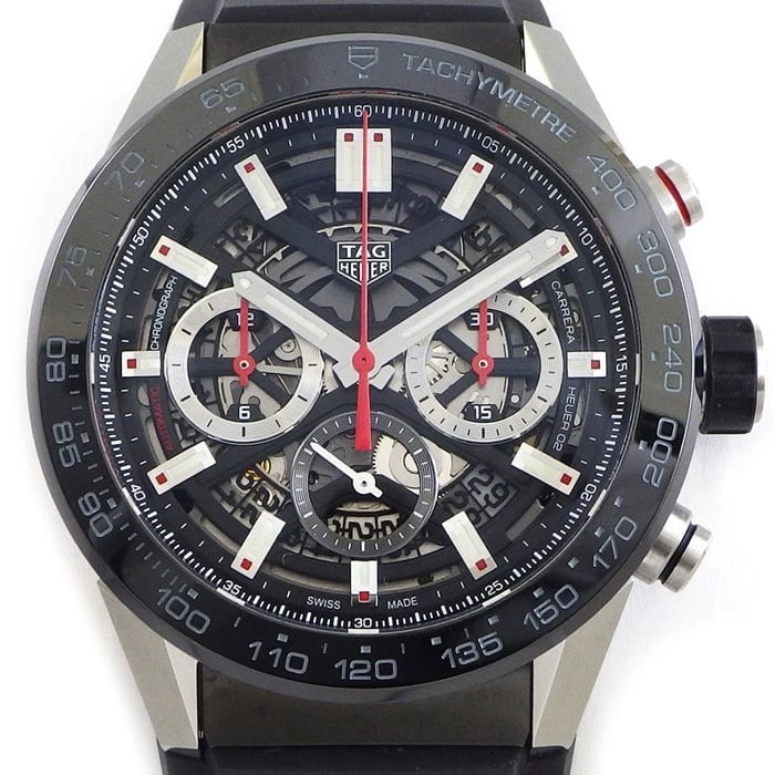 TAG HEUER WATCH CARRERA HEUER WATCH: Tag Heuer Watch Carrera Heuer Watch Brand: TAG HEUER Type/Style: Wristwatch Material: SS/Ceramic Color: none Size: Case size: 45mm Wrist size: Approx. 15.8cm Accessories: None Accessories