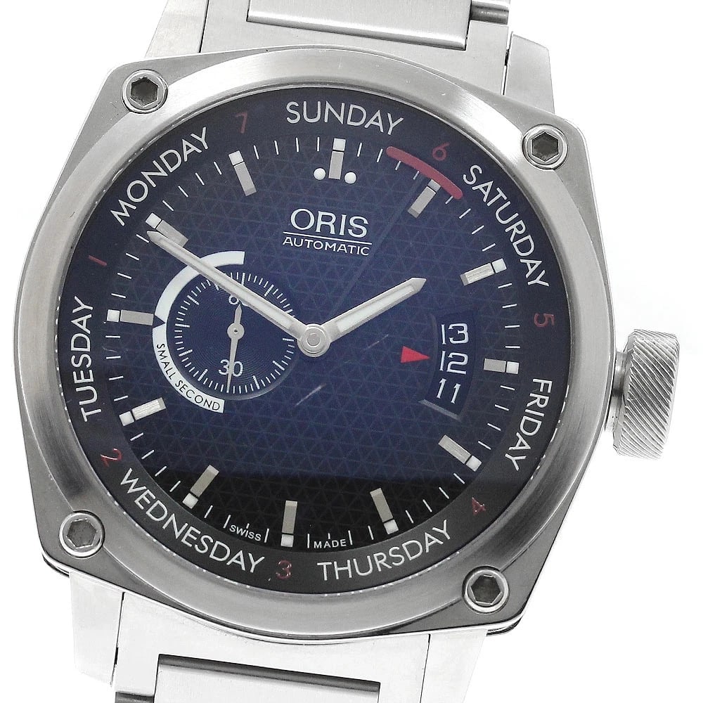 ORIS WATCH BC4 POINTER DAY AUTOMATIC DAY WATCH: Oris Watch Bc4 Pointer Day Automatic Day Watch Brand: ORIS Type/Style: Wristwatch Material: SS Color: BLACK Size: Case size: 43mm Wrist size: Approx. 17.5cm Accessories: None Accessories Notice: When