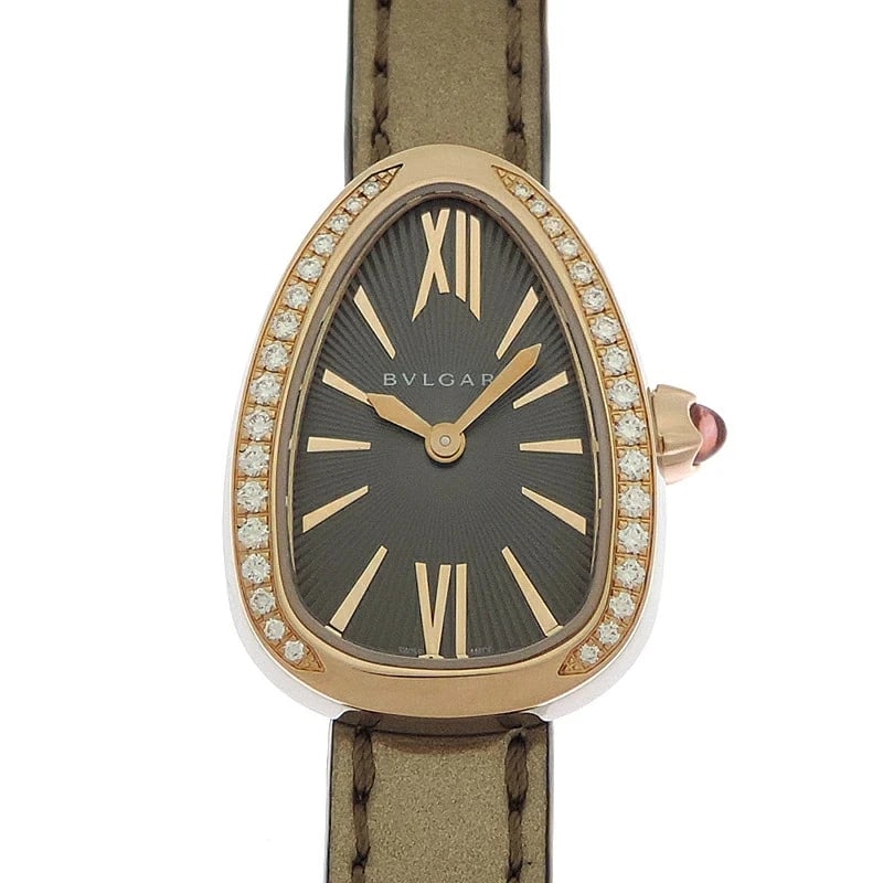 BVLGARI WATCH SERPENTI QUARTZ DIAMOND/PINK WATCH: Bvlgari Watch Serpenti Quartz Diamond/Pink Watch Brand: BVLGARI Type/Style: Wristwatch Material: Pink Gold/SS Color: GRAY DIAL Size: Case size: 20mm Wrist size: Approx. 13-15cm Accessories: None <