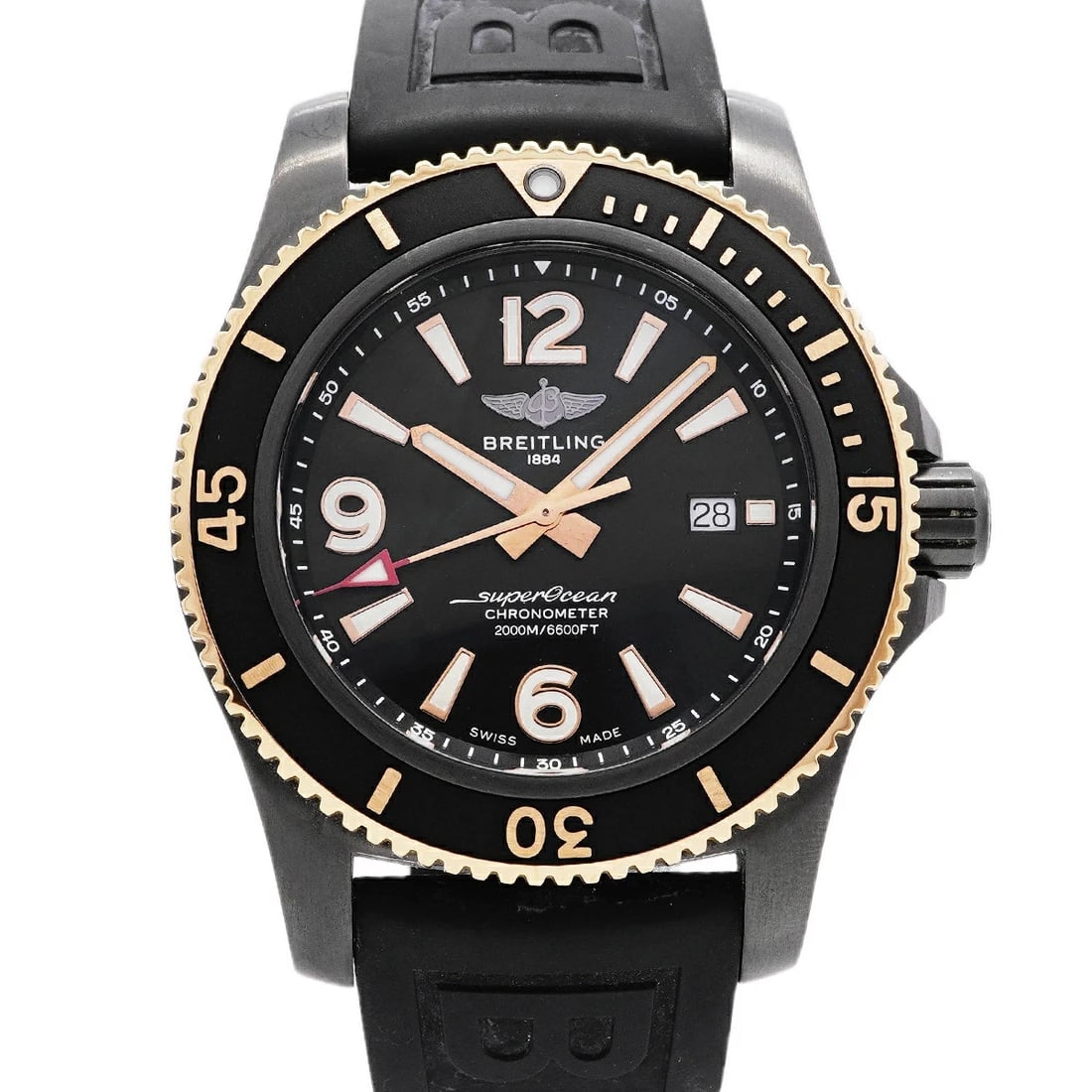 BREITLING WATCH SUPEROCEAN CHRONOMETER AUTOMATIC WATCH: Breitling Watch Superocean Chronometer Automatic Watch Brand: BREITLING Type/Style: Wristwatch Material: Rubber strap Color: BLACK DIAL Size: Case size: 46mm Wrist size: Approx. 21cm Accessories: