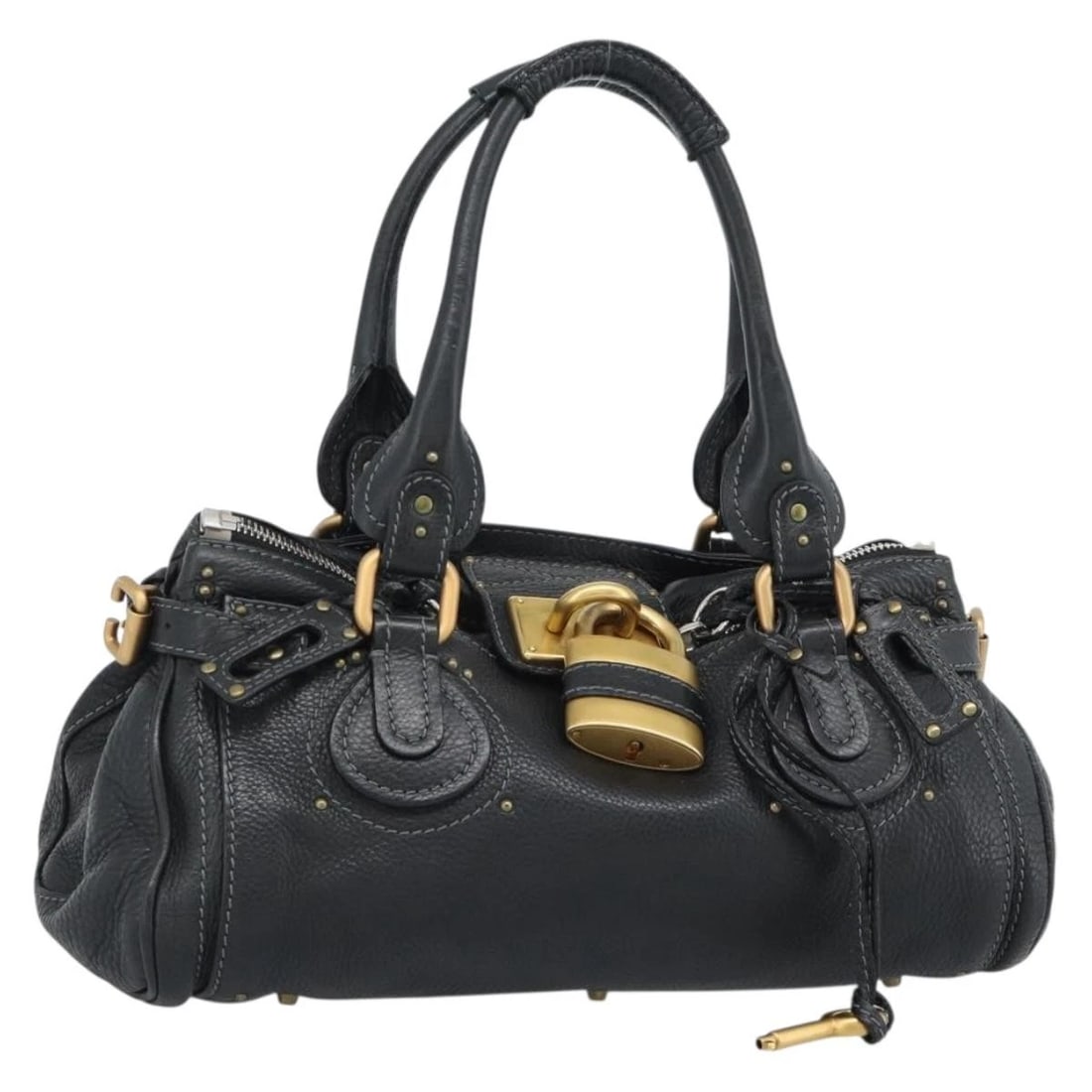 CHLOE PADDINGTON HAND BAG LEATHER BLACK GOLD SILVER: Chloe Paddington Hand Bag Leather Black Gold Silver Brand: Chloe Type/Style: Hand Bag Material: Leather Color: Black/Gold/Silver Size: W14.2 x H6.7 x D8.3inch(Approx) Accessories: None Acc