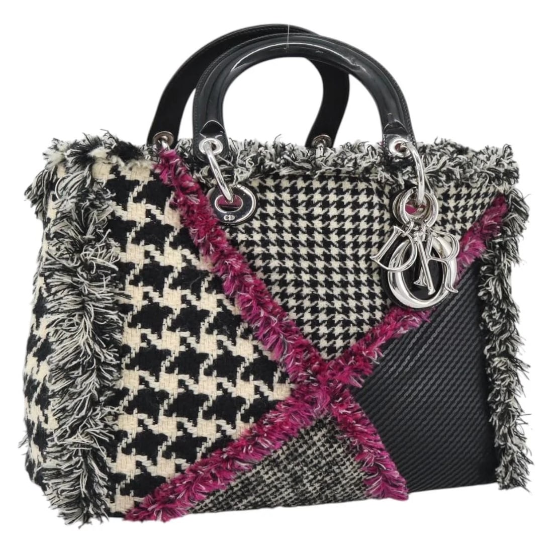CHRISTIAN DIOR DIORISSIMO HAND BAG CANVAS BLACK WHITE: Christian Dior Diorissimo Hand Bag Canvas Black White Brand: Christian Dior Type/Style: Hand Bag Material: Canvas Color: Black/White Size: W13.0 x H9.8 x D5.9inch(Approx) Accessories: None