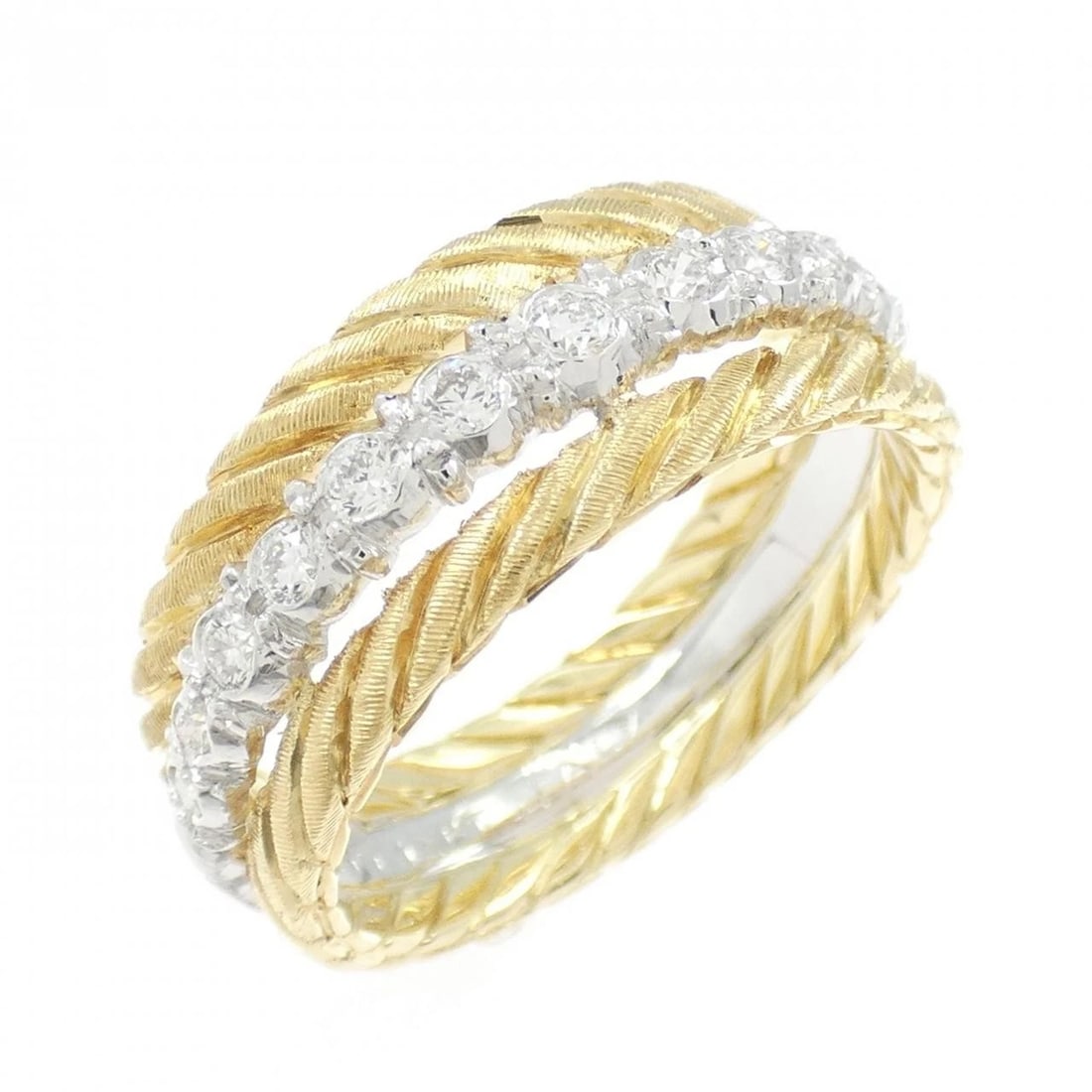 BUCCELLATI DIAMOND RING: Buccellati Diamond Ring Brand: BUCCELLATI Type/Style: Buccellati Ring Material: 750 yellow gold/750 white gold, Main Stone Natural Color: yellow gold white gold Size: US6 3/4 Accessories: None