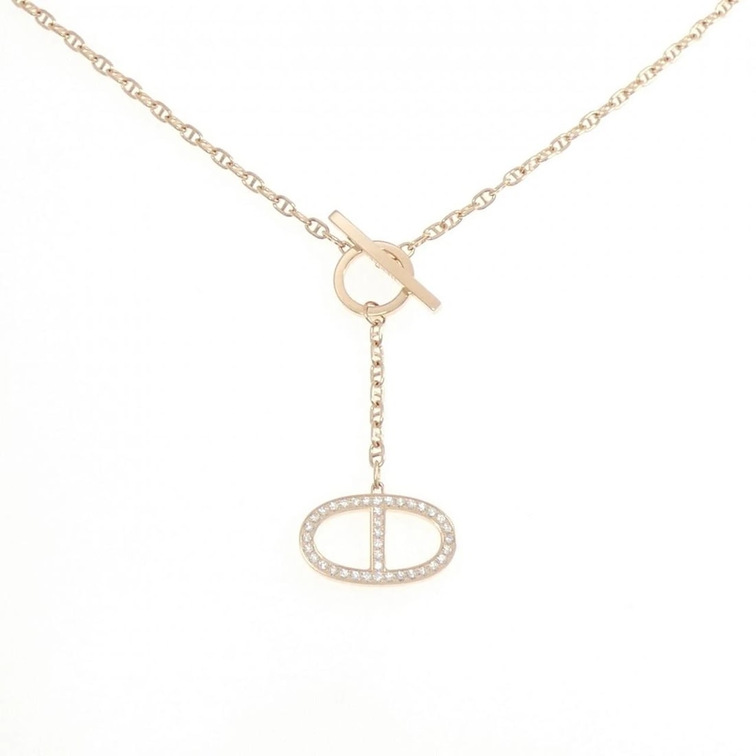 HERMES CHAINE D'ANCRE CONTOUR NECKLACE: Hermes Chaine d'Ancre Contour Necklace Brand: HERMES Type/Style: Hermes Necklace Material: 750 Pink Gold, Main Stone Natural Color: Pink Gold Size: 43cm(LG) Pendant length approx. x width approx.: