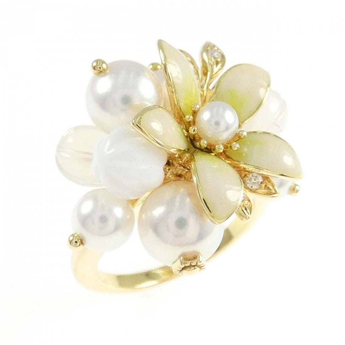 MIKIMOTO COLORED STONE RING: Mikimoto colored stone ring Brand: MIKIMOTO Type/Style: Mikimoto Ring Material: K18 yellow gold, Color: yellow gold Size: US5 3/4 Accessories: None Accessories Notice: When purchasing pre-owned