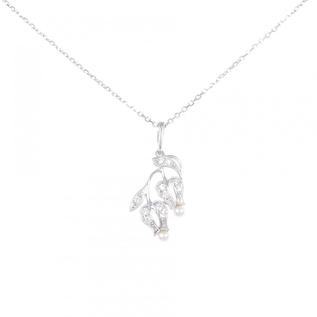 MIKIMOTO AKOYA PEARL NECKLACE: Mikimoto Akoya Pearl Necklace Brand: MIKIMOTO Type/Style: Mikimoto Necklace Material: Platinum950, Main Stone Secondary Stone diamond Color: Platinum Size: 40cm Pendant length approx. x width