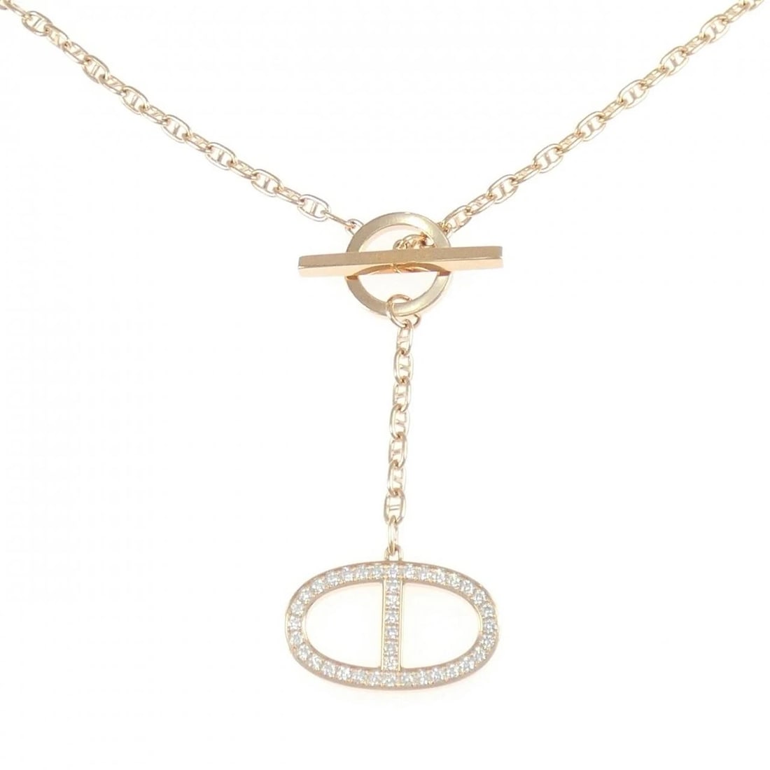 HERMES CHAINE D'ANCRE CONTOUR NECKLACE: Hermes Chaine d'Ancre Contour Necklace Brand: HERMES Type/Style: Hermes Necklace Material: 750 Pink Gold, Main Stone Natural Color: Pink Gold Size: 39cm(SH) Pendant length approx. x width approx.: