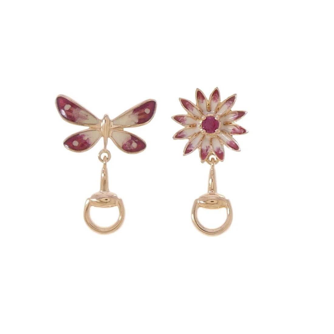 GUCCI FLORA PIERCE: Gucci Flora Pierce Brand: GUCCI Type/Style: Gucci Pierce/Earring Material: 750 Pink Gold, Main Stone Ruby Color: Pink Gold Size: Approximate dimensions (flower): 21.8cm x 11.5cm Approximate dimensions