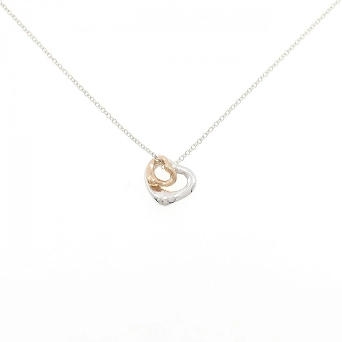 TIFFANY & CO. OPEN HEART NECKLACE: TIFFANY & Co. Open Heart Necklace Brand: TIFFANY&Co. Type/Style: TIFFANY&Co. Necklace Material: 925Silver/750Pink Gold, Color: Pink Gold Silver Size: 40cm Pendant length approx. x width approx.: 10.9m