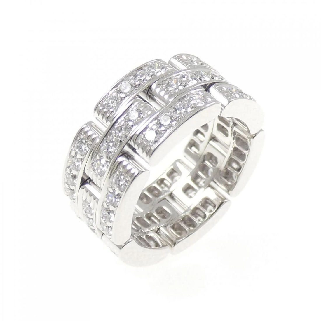 CARTIER MAILLON PANTHERE FULL DIAMOND RING: Cartier Maillon PANTHERE full diamond ring Brand: CARTIER Type/Style: Cartier Ring Material: 750 white gold, Main Stone Natural Color: white gold Size: US4(47) Accessories: None Accessorie