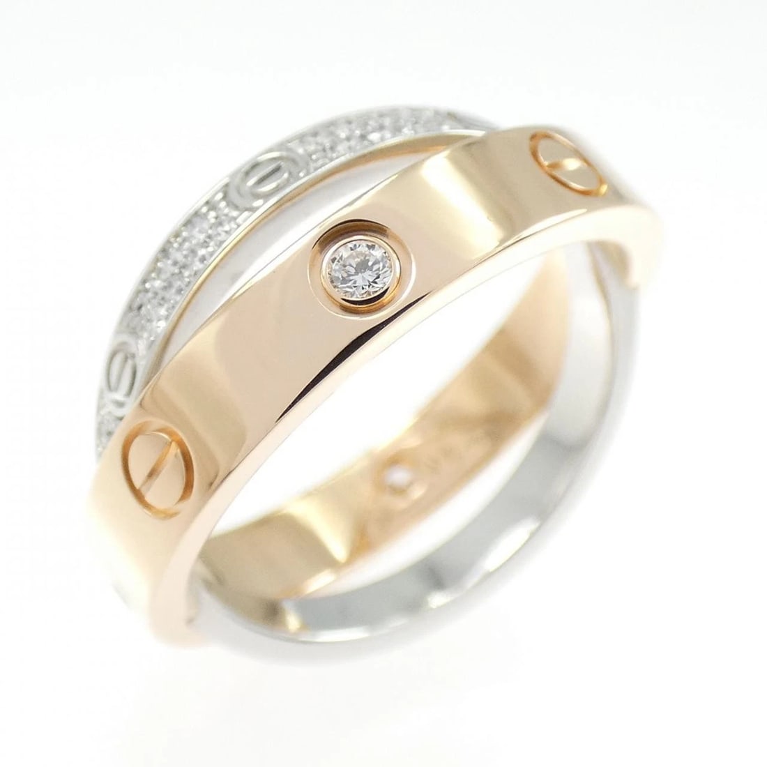 CARTIER BEE LOVE RING: Cartier Bee Love Ring Brand: CARTIER Type/Style: Cartier Ring Material: 750 pink gold/750 white gold, Main Stone Natural Color: pink gold white gold Size: US4 1/2(48) Accessories: None Acc