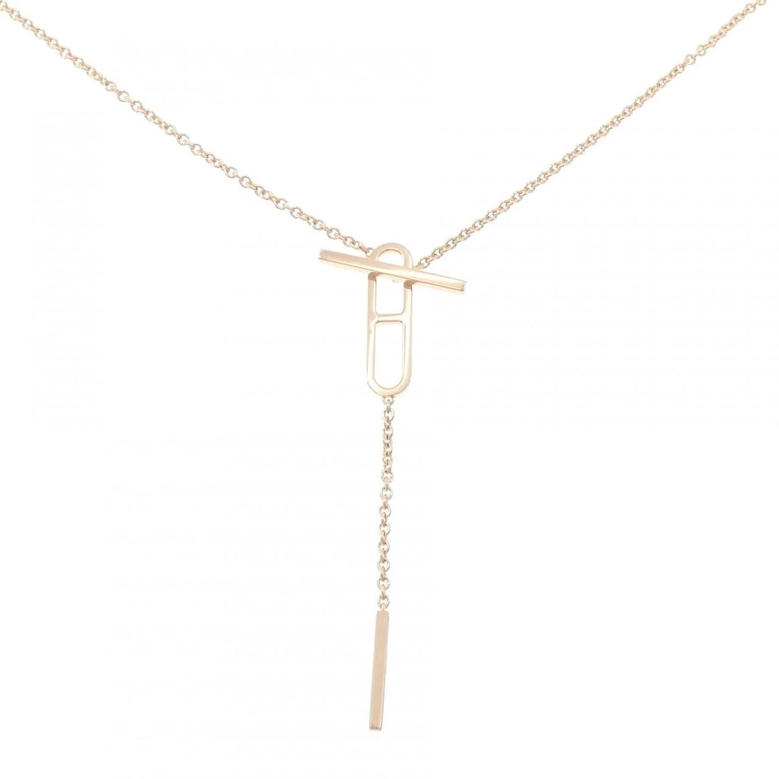 HERMES 750PG NECKLACE: Hermes 750PG Necklace Brand: HERMES Type/Style: Hermes Necklace Material: 750 Pink Gold, Color: Pink Gold Size: 39cm(SH) Pendant length approx. x width approx.: 71.4mmx21.9mm Chain maximum width