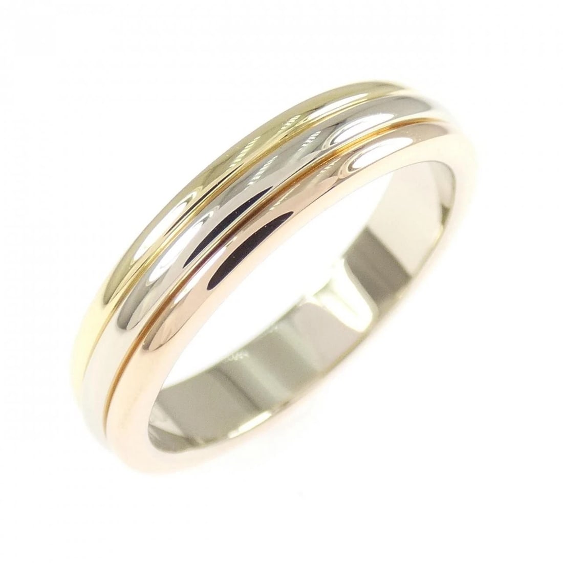 CARTIER THREE GOLD WEDDING RING: Cartier Three Gold Wedding Ring Brand: CARTIER Type/Style: Cartier Ring Material: 750 Yellow Gold/750 White Gold/750 Pink Gold, Color: Yellow Gold White Gold Pink Gold Size: US5 1/4(50) Accessorie