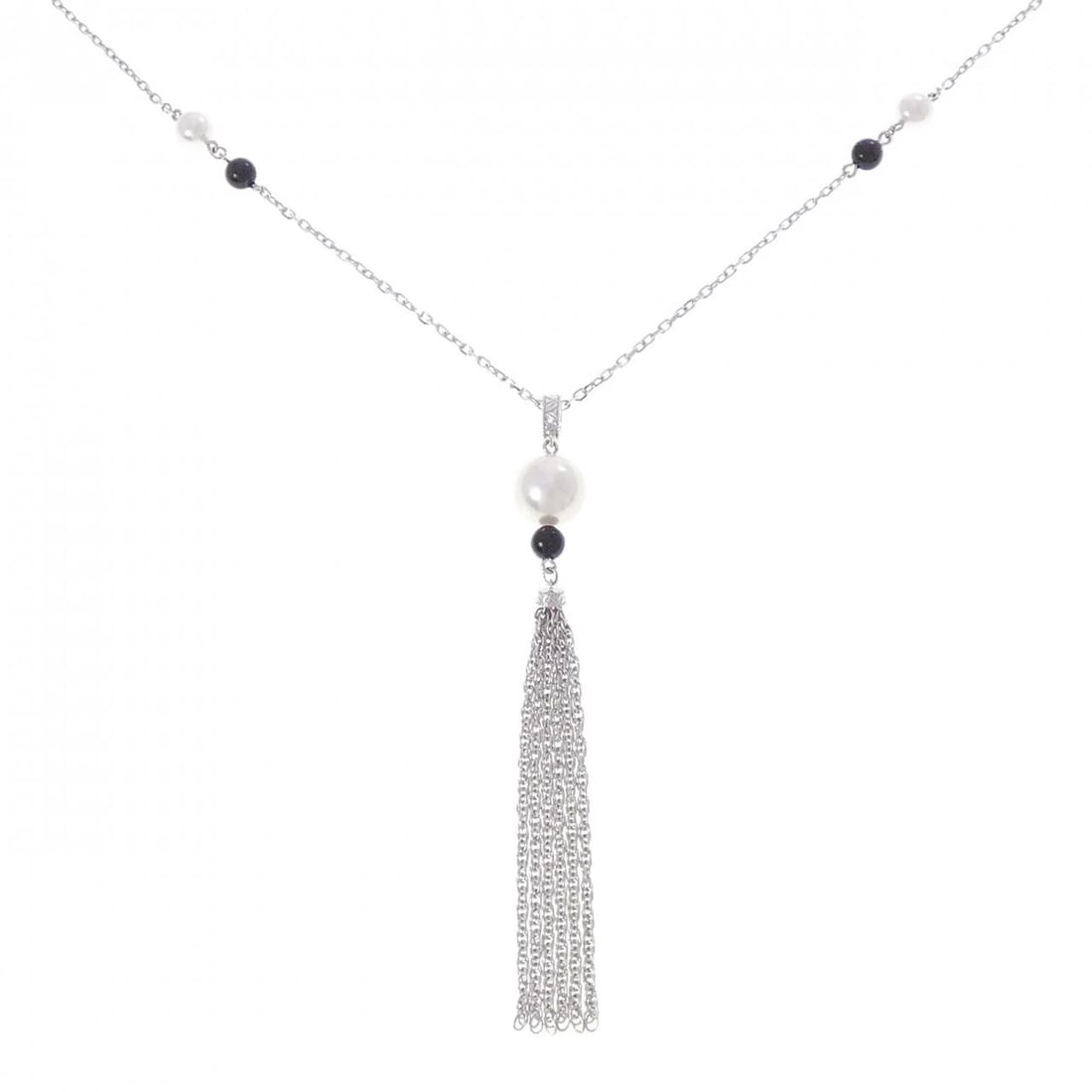 MIKIMOTO AKOYA PEARL NECKLACE: Mikimoto Akoya Pearl Necklace Brand: MIKIMOTO Type/Style: Mikimoto Necklace Material: K18 white gold, Color: white gold Size: 60cm Pendant length approx. x width approx.: 78.7mmx8.7mm Chain maximum wi