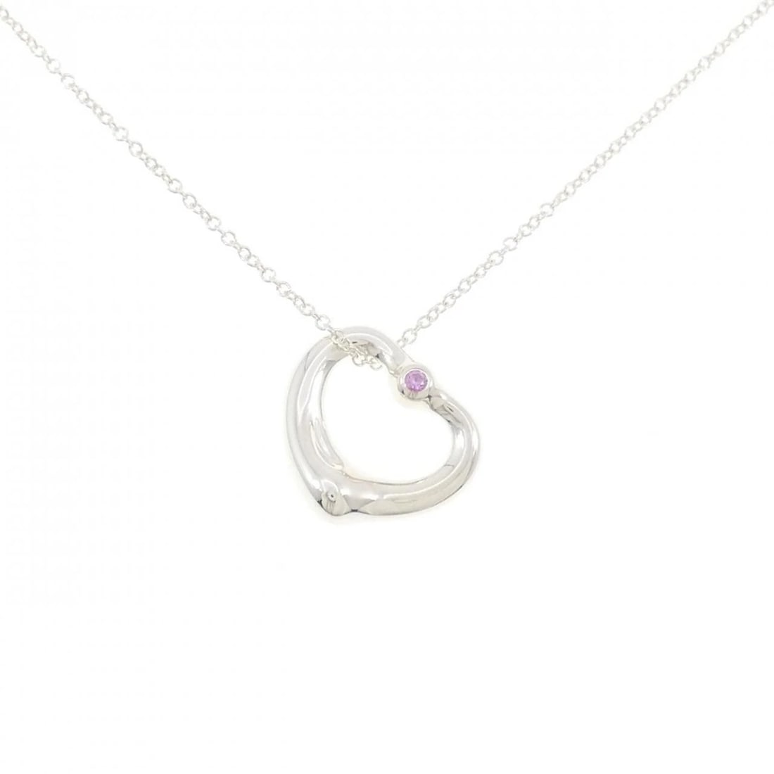 TIFFANY&CO. OPEN HEART NECKLACE: TIFFANY&Co. Open Heart Necklace Brand: TIFFANY&Co. Type/Style: TIFFANY&Co. Necklace Material: 925Silver, Main Stone Sapphire Color: Silver Size: 40cm Pendant length approx. x width approx.: