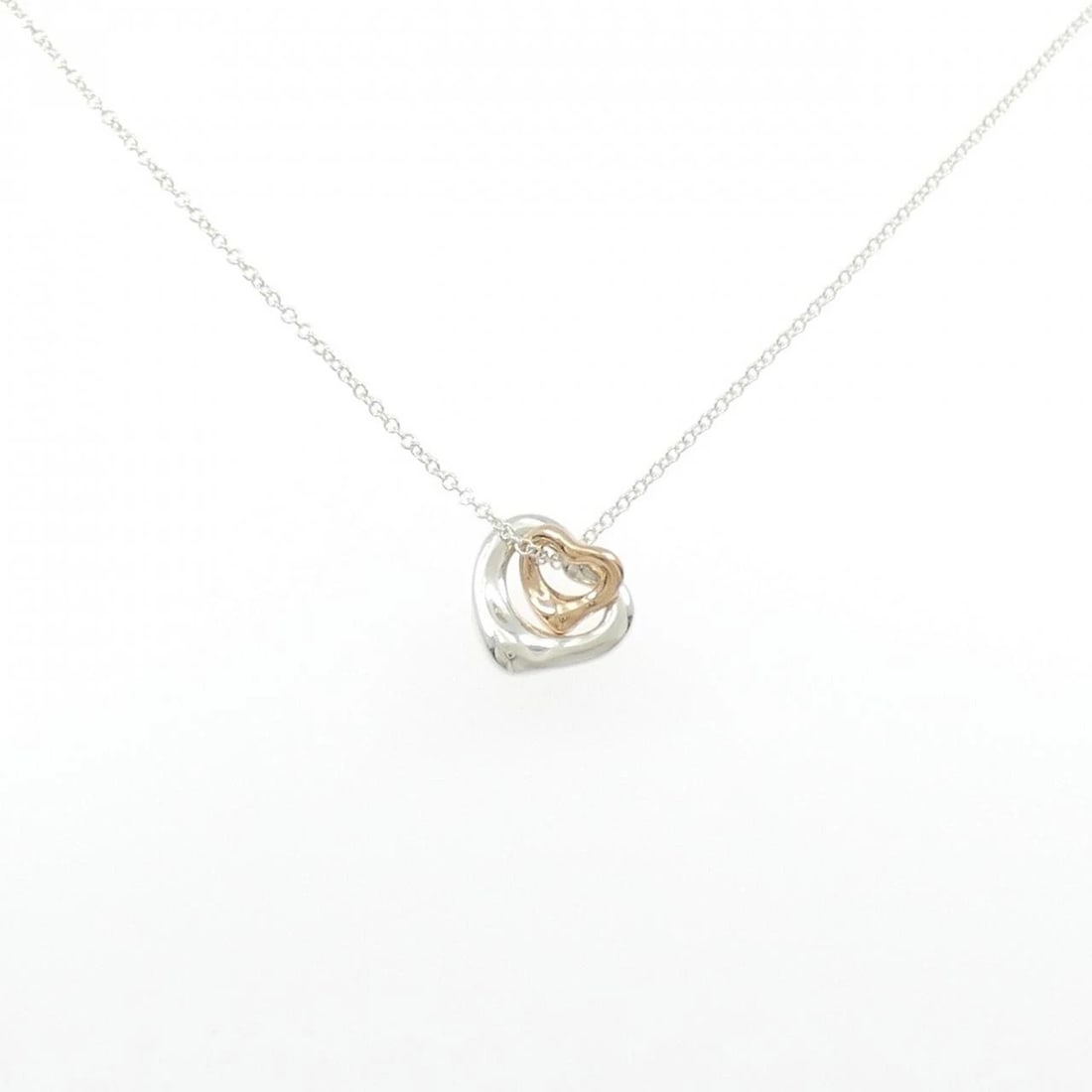 TIFFANY & CO. OPEN HEART EXTRA MINI NECKLACE: TIFFANY & Co. Open Heart Extra Mini Necklace Brand: TIFFANY&Co. Type/Style: TIFFANY&Co. Necklace Material: 925Silver/750Pink Gold, Color: Silver Pink Gold Size: 40cm Pendant length approx. x width
