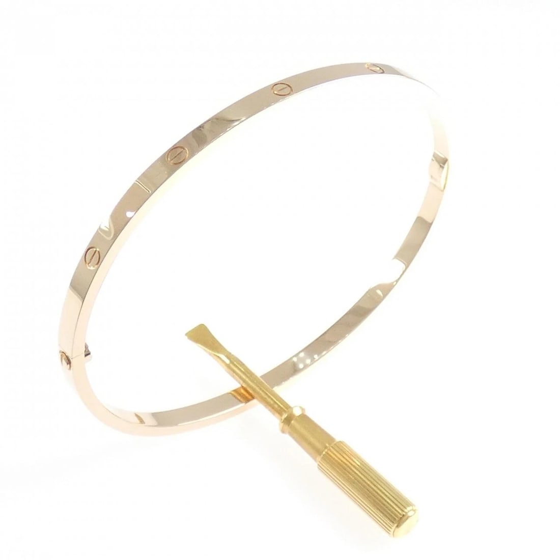 CARTIER LOVE BRACELET SMALL: Cartier Love Bracelet Small Brand: CARTIER Type/Style: Cartier Bracelets Material: 750 Pink Gold, Color: Pink Gold Size: 19.5cm Max width approx: 3.6mm Accessories: None Accessories Notice: When