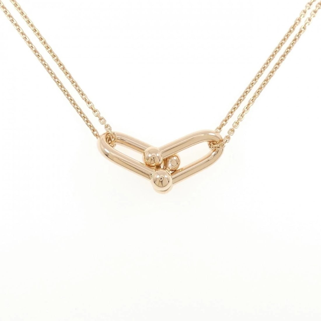 TIFFANY & CO. DOUBLE LINK LARGE NECKLACE: TIFFANY & Co. Double Link Large Necklace Brand: TIFFANY&Co. Type/Style: TIFFANY&Co. Necklace Material: 750 Pink Gold, Color: Pink Gold Size: 41cm Pendant length approx. x width approx.: 12.3mmx28.0mm 