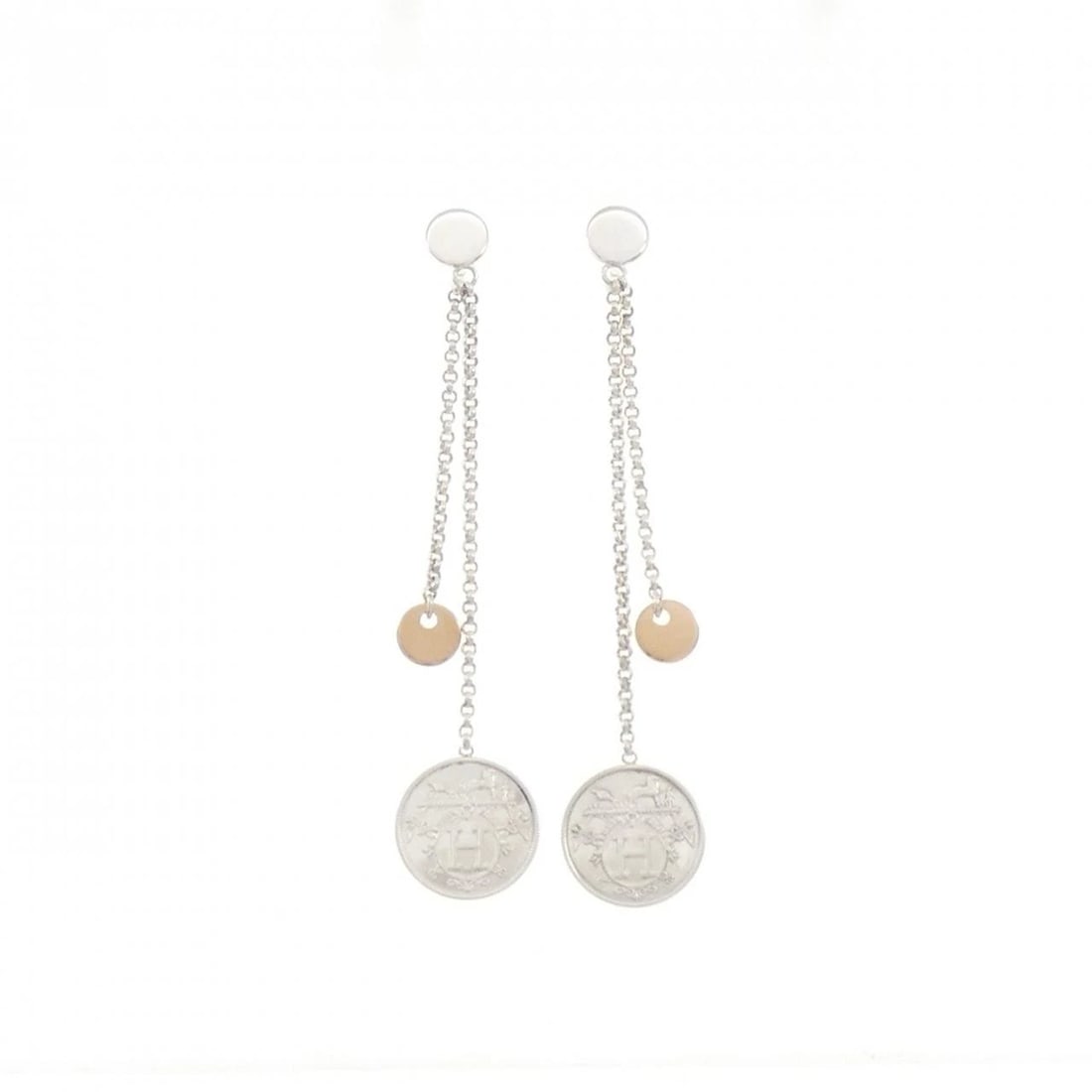 HERMES EXLIBRIS PM PIERCE: Hermes Exlibris PM Pierce Brand: HERMES Type/Style: Hermes Pierce/Earring Material: 925Silver/750Pink Gold, Color: Silver Pink Gold Size: Approximate dimensions (height x width): 63.7? x 13.0?