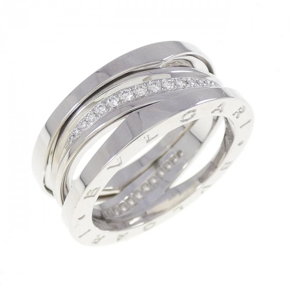 BVLGARI B.ZERO1 DESIGN LEGEND RING: Bvlgari B.zero1 Design Legend Ring Brand: BVLGARI Type/Style: Bulgari Ring Material: 750 white gold, Main Stone Natural Color: white gold Size: US9 1/2(61) Accessories: None Accessories Notice: When