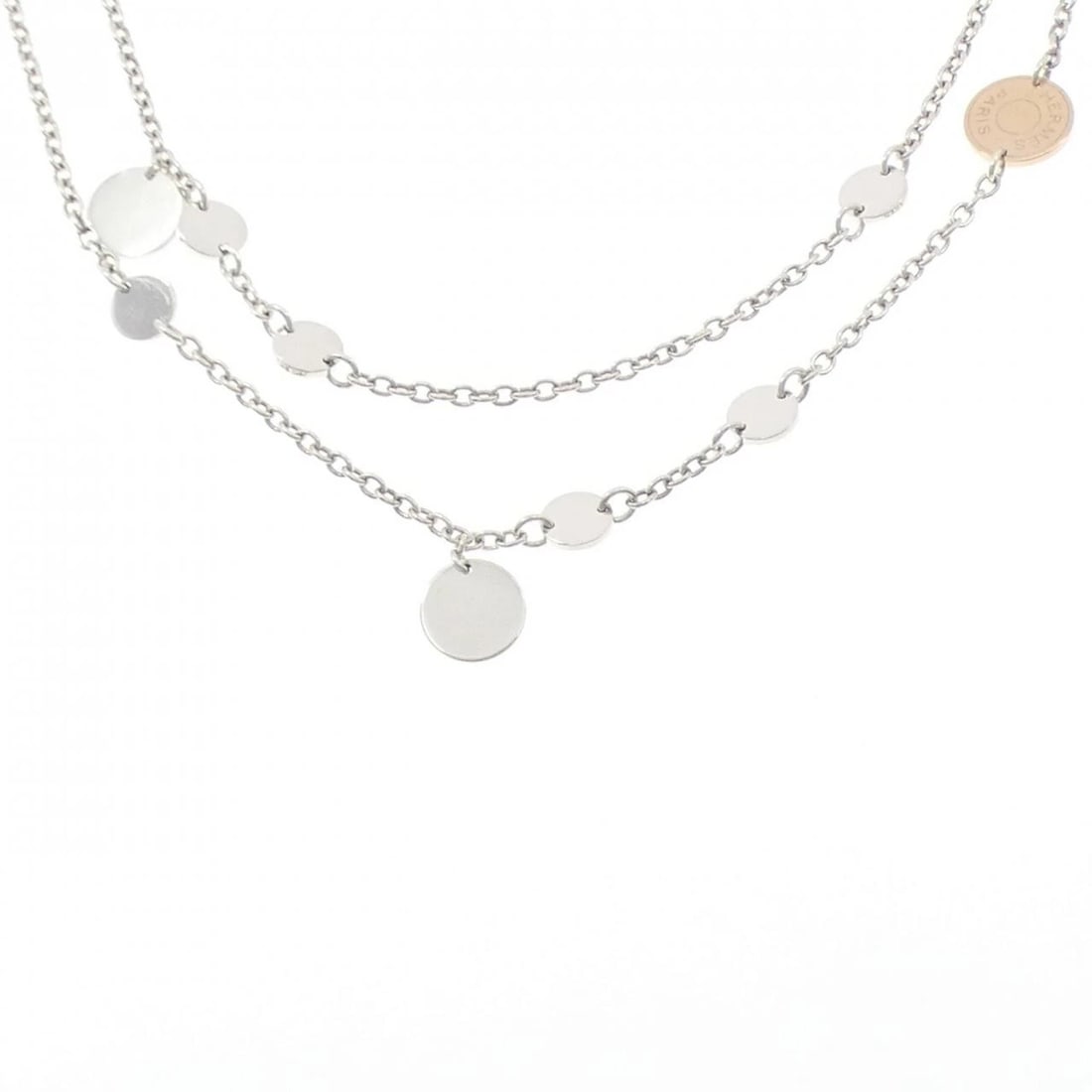HERMES EX LIBRIS NECKLACE: Hermes Ex Libris Necklace Brand: HERMES Type/Style: Hermes Necklace Material: 925Silver/750Pink Gold, Color: Silver Pink Gold Size: 136cm Max width approx.: 14.0mm Chain maximum width approx.: 2.4mm
