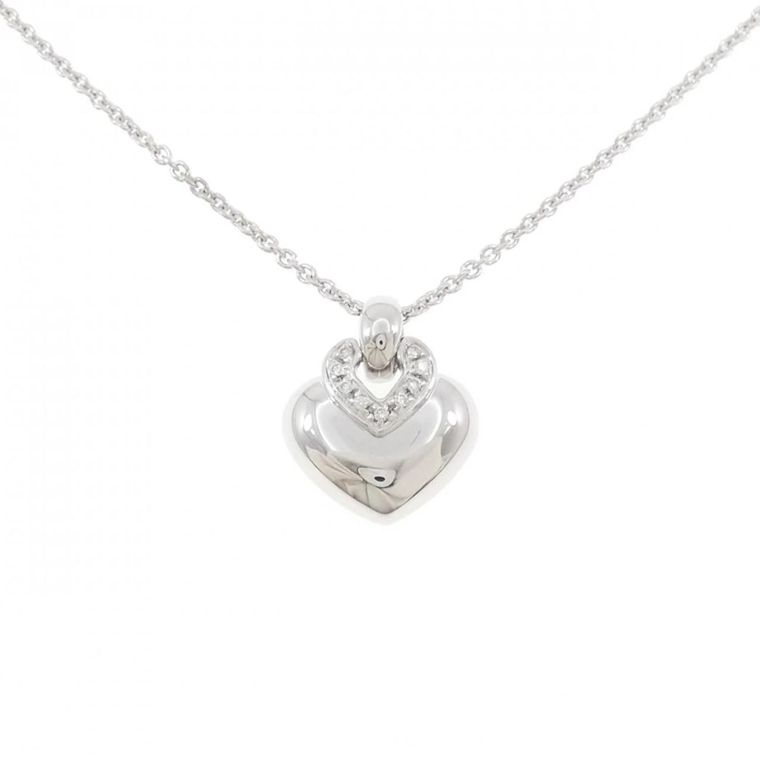 BVLGARI DOPPIO CUORE NECKLACE: Bvlgari Doppio Cuore Necklace Brand: BVLGARI Type/Style: Bulgari Necklace Material: 750 white gold, Main Stone Natural Color: white gold Size: 40cm Pendant length approx. x width approx.: