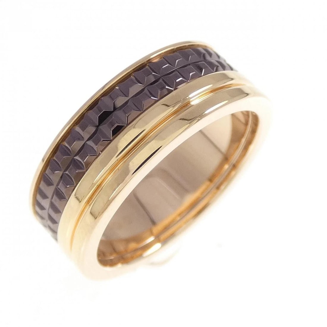 BOUCHERON QUATRE CLASSIC HALF LARGE RING: Boucheron Quatre Classic Half Large Ring Brand: Boucheron Type/Style: Boucheron Ring Material: 750 pink gold/PVD, Color: Pink Gold Size: US5 1/4(50) Accessories: None Accessories Notice: When
