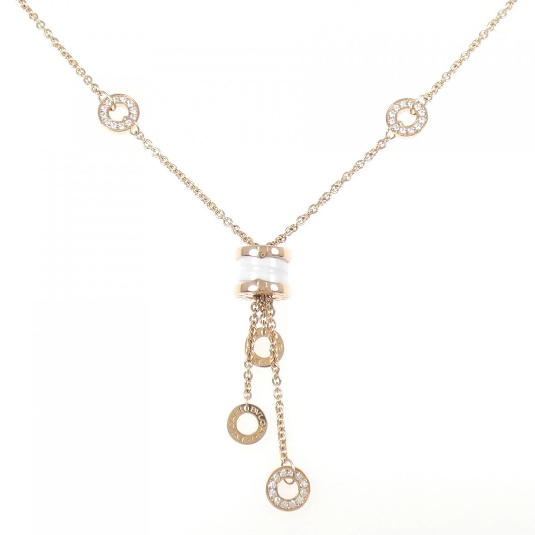 BVLGARI B.ZERO1 NECKLACE: Bvlgari B.zero1 Necklace Brand: BVLGARI Type/Style: Bulgari Necklace Material: 750 pink gold/ceramic, Color: pink gold Size: 38-45cm Pendant length approx. x width approx.: 48.2mmx10.4mm Chain maximum