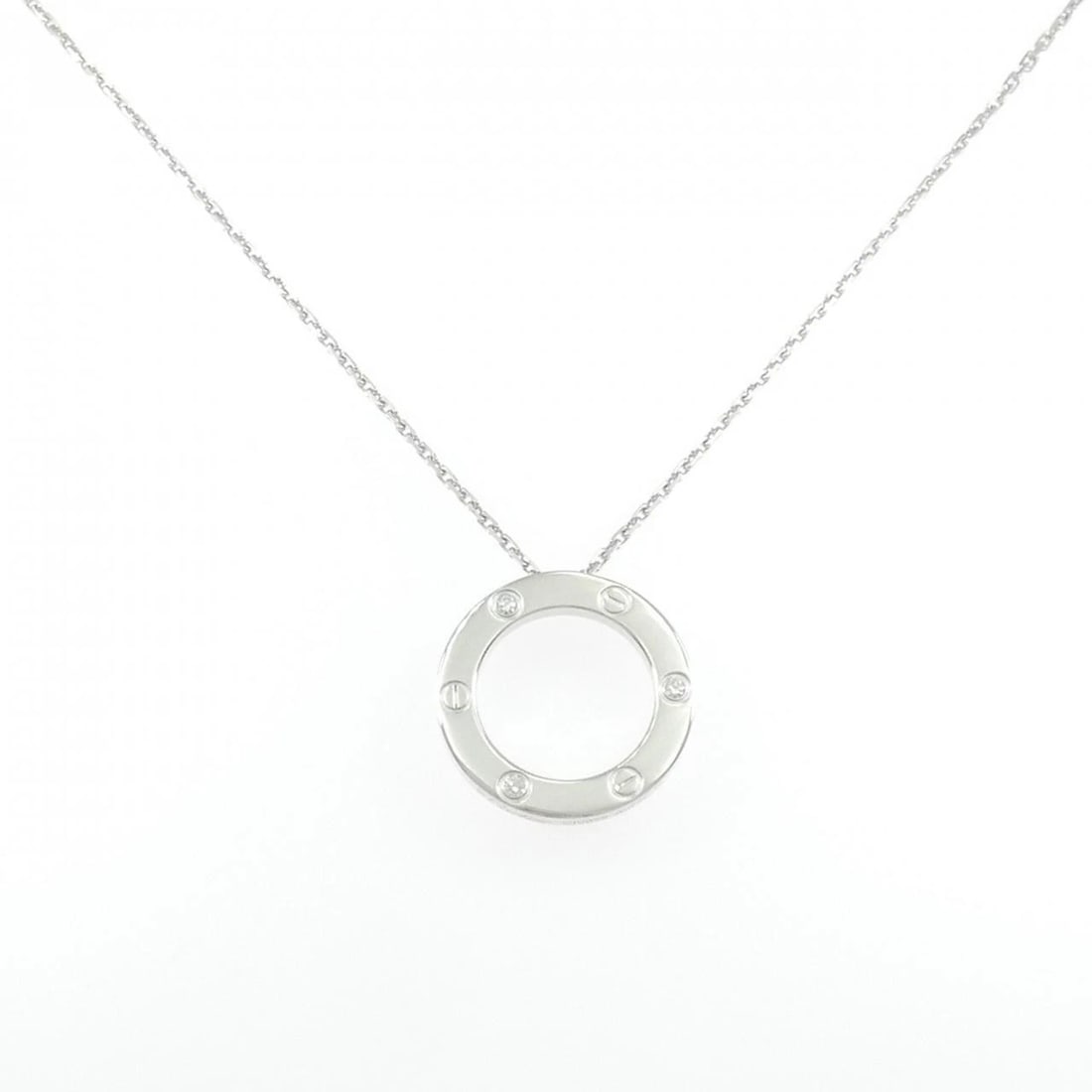CARTIER LOVE NECKLACE HALF DIAMOND NECKLACE: Cartier Love Necklace Half Diamond Necklace Brand: CARTIER Type/Style: Cartier Necklace Material: 750 white gold, Main Stone Natural Color: white gold Size: 42cm Diameteraround: 23.3mm Chain maximum w