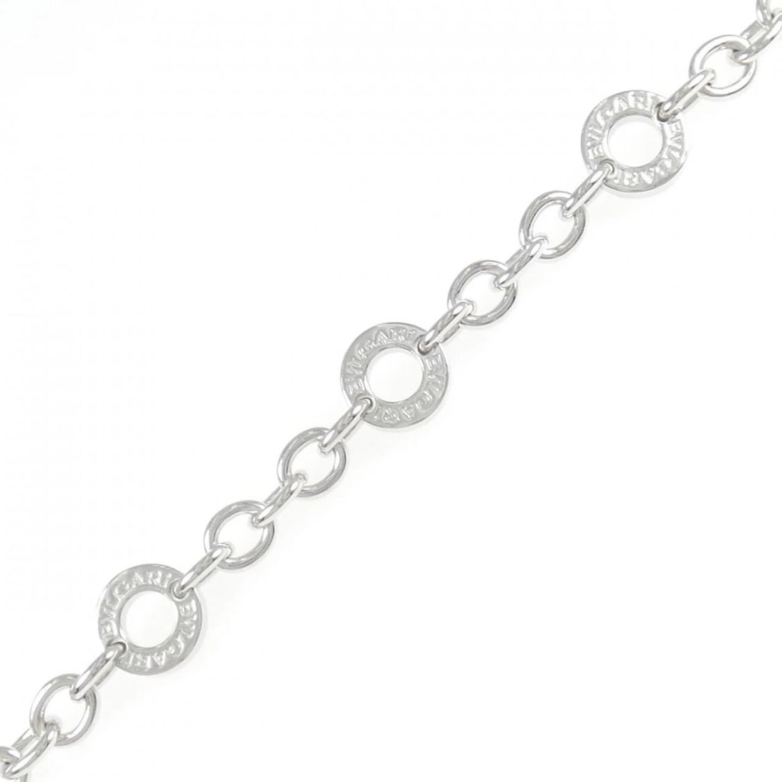 BVLGARI CHARM BRACELET: Bvlgari Charm Bracelet Brand: BVLGARI Type/Style: Bvlgari Bracelet Material: 750 white gold, Color: white gold Size: 16.5cm Max width approx: 8.2mm Accessories: None Accessories Notice: When