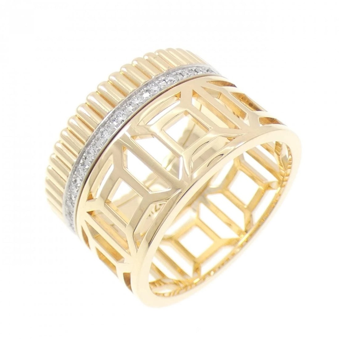 BOUCHERON QUATRE RADIANT OPENWORK RING: Boucheron Quatre Radiant Openwork Ring Brand: Boucheron Type/Style: Boucheron Ring Material: 750 yellow gold/750 white gold, Color: yellow gold white gold Size: US6 1/2(53) Accessories: None