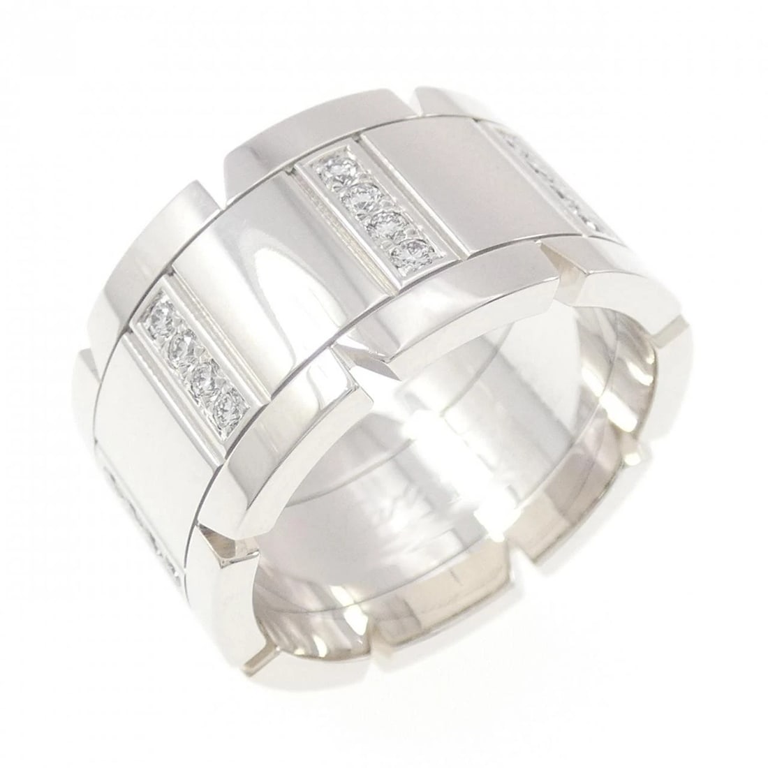 CARTIER TANK FRANCAISE LARGE RING: Cartier Tank Francaise Large Ring Brand: CARTIER Type/Style: Cartier Ring Material: 750 white gold, Color: white gold Size: US7(54) Accessories: None Accessories Notice: When purchasing pre-owned