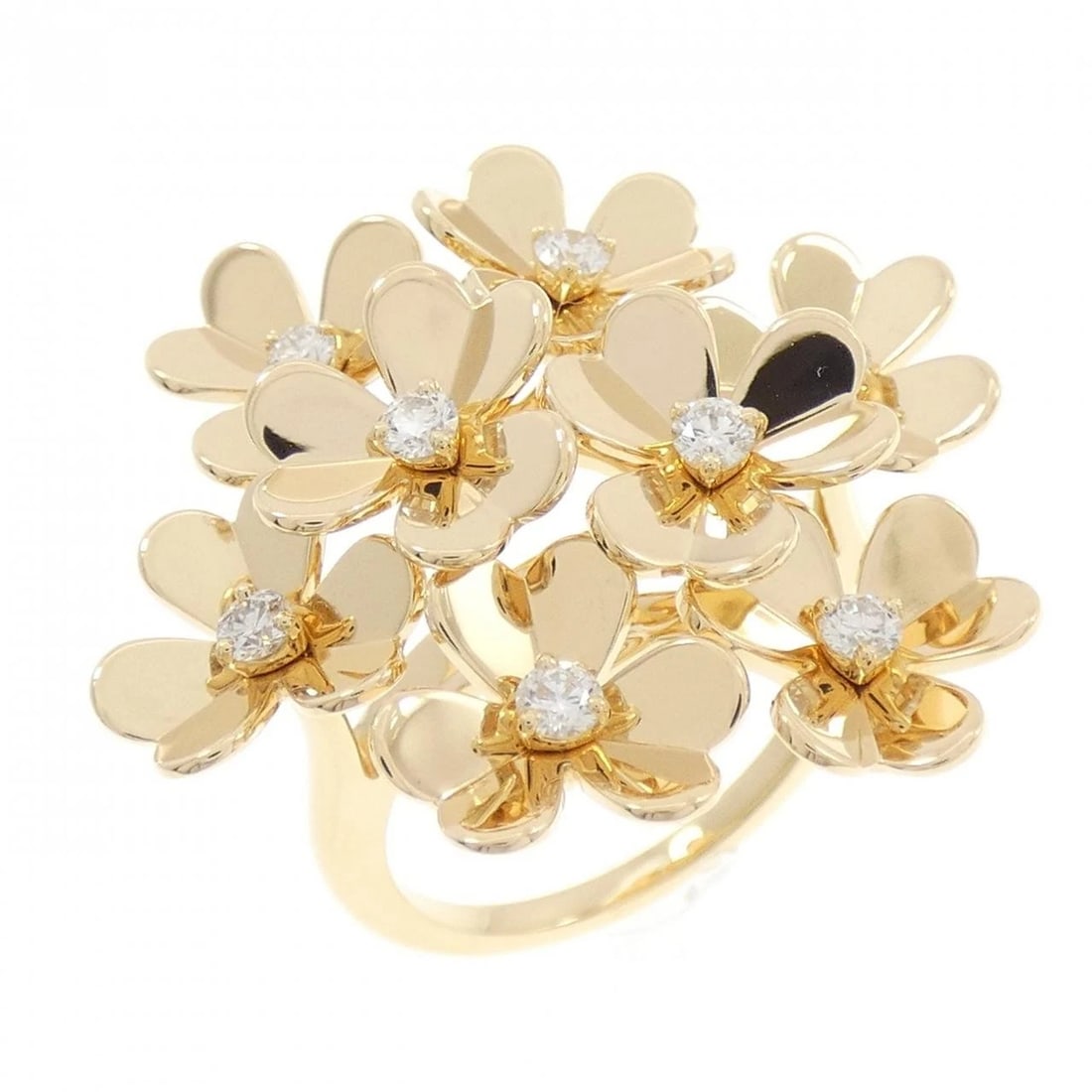 VAN CLEEF & ARPELS FRIVOLE RING 8 FLOWER RING: Van Cleef & Arpels Frivole Ring 8 Flower Ring Brand: Van Cleef & Arpels Type/Style: Van Cleef & Arpels Ring Material: 750 yellow gold, Main Stone Natural Color: yellow gold Size: US7 1/4(55) Acces