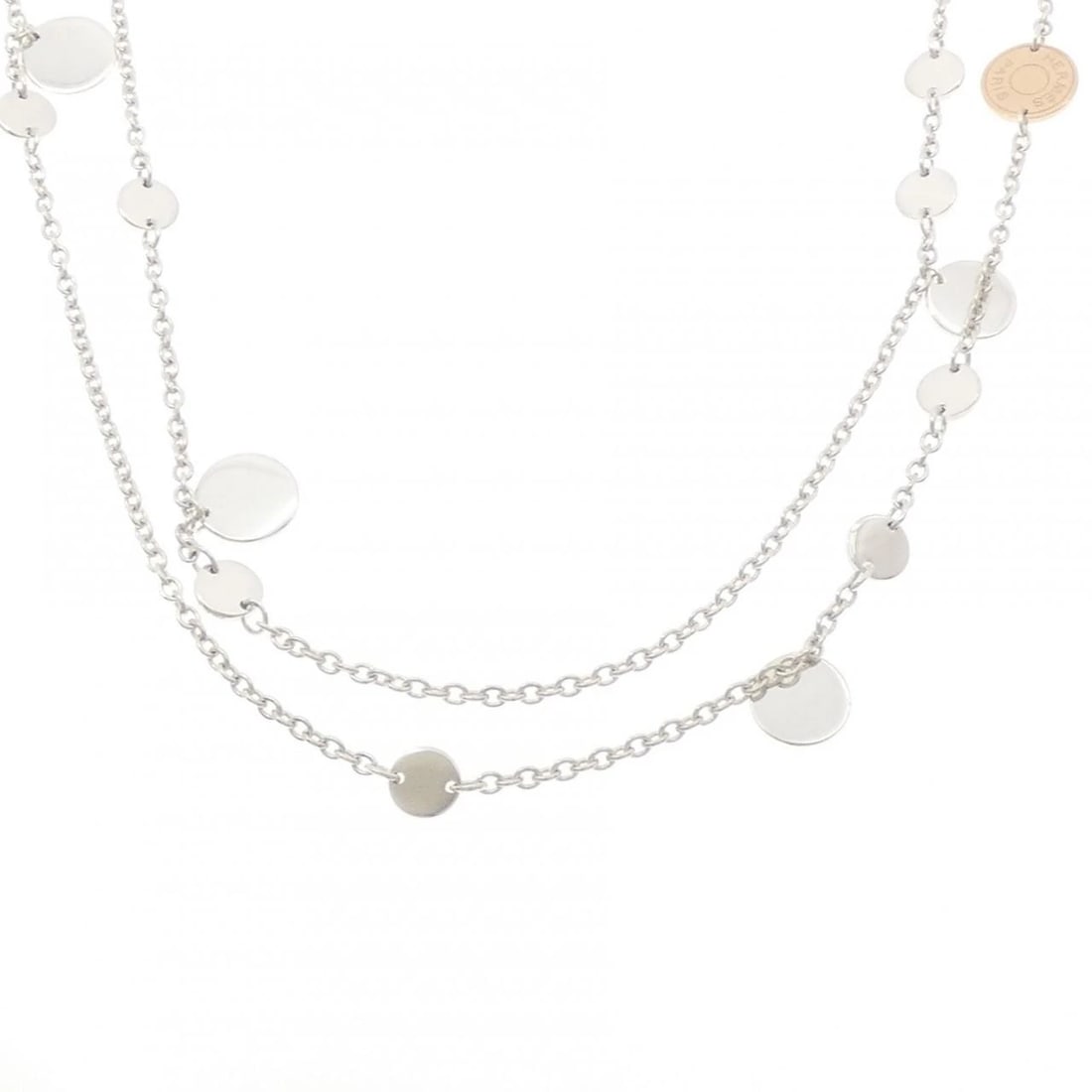 HERMES EX LIBRIS NECKLACE: Hermes Ex Libris Necklace Brand: HERMES Type/Style: Hermes Necklace Material: 925Silver/750Pink Gold, Color: Silver Pink Gold Size: 122-136cm Max width approx.: 14.0mm Chain maximum width approx.: