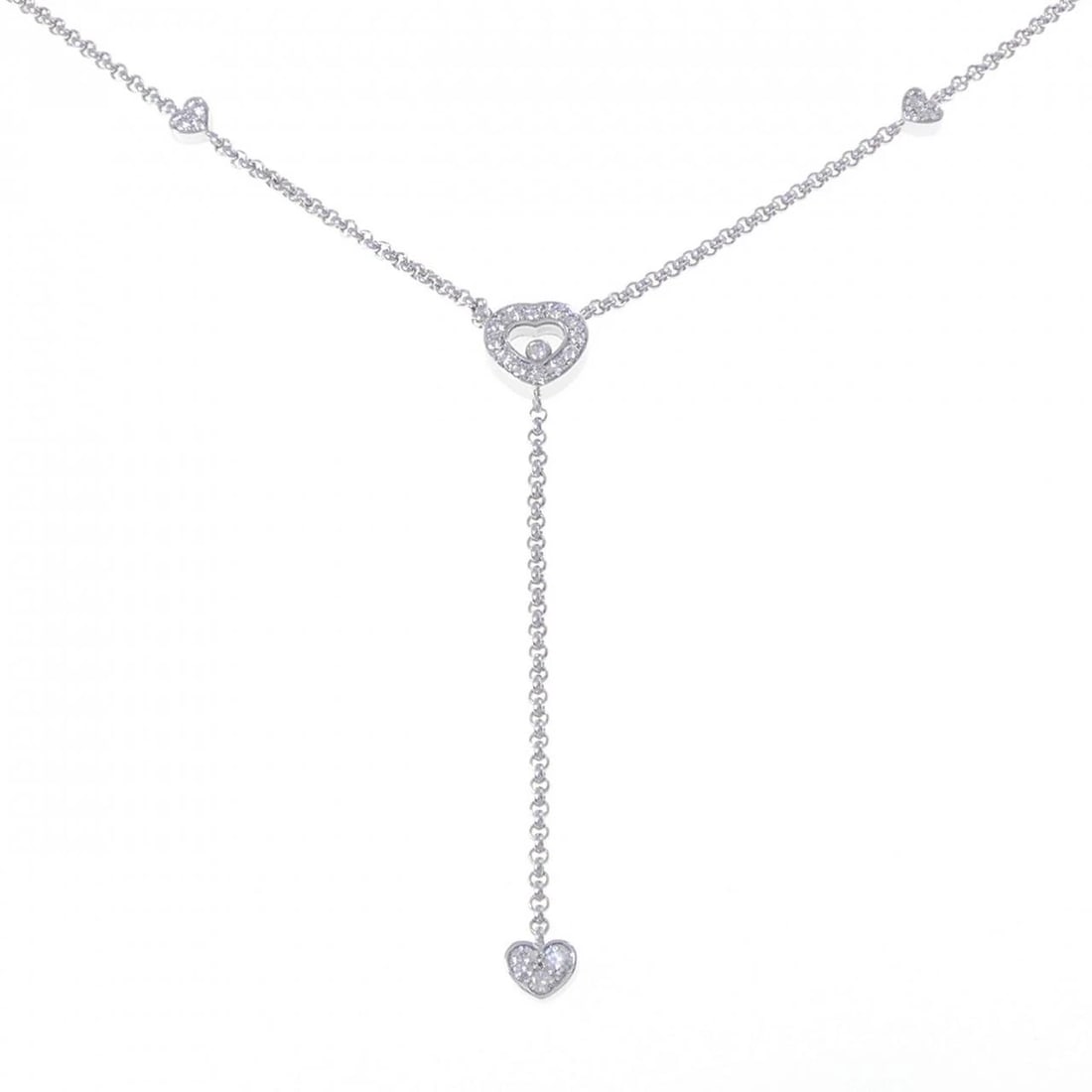 CHOPARD DIAMOND NECKLACE: Chopard Diamond Necklace Brand: Chopard Type/Style: Chopard Necklace Material: 750 white gold, Main Stone Natural Color: white gold Size: 44?47cm Pendant length approx. x width approx.: 69.8mmx10.5mm 