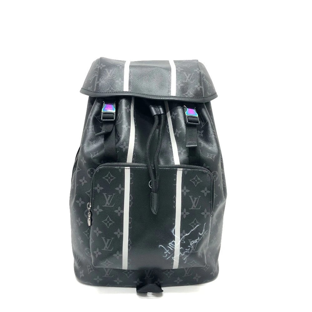 LOUIS VUITTON ECLIPSE ZACK FRAGT COLLAB BACKPACK: LOUIS VUITTON Eclipse Zack Fragt collab Backpack Brand: LOUIS VUITTON Type/Style: Backpack Material: Canvas Color: Black x Silver Hardware Size: W11.8xH16.5xD6.3inch / W30cmxH42cmxD16cm Accessorie