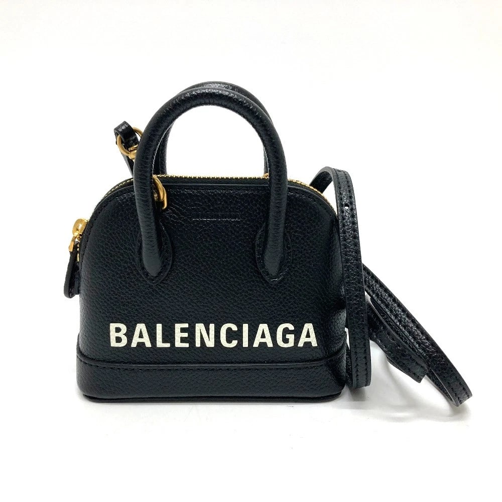 BALENCIAGA LOGO VILLETOP 2WAY HAND BAG: BALENCIAGA logo Villetop 2WAY Hand Bag Brand: BALENCIAGA Type/Style: Shoulder Bag Material: Leather Color: Black / GoldHardware Size: W4.7xH3.8xD2.1inch / W12cmxH9.6cmxD5.3cm Handle: 5.9inch / 15cm